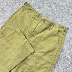 RE/DONE Originals Utility Pants 30W x 31L Army Green Cotton Zip Hem Men's